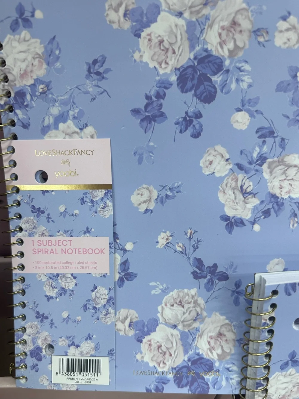 LoveShackFancy Blue Floral Spiral Notebook/Binder set